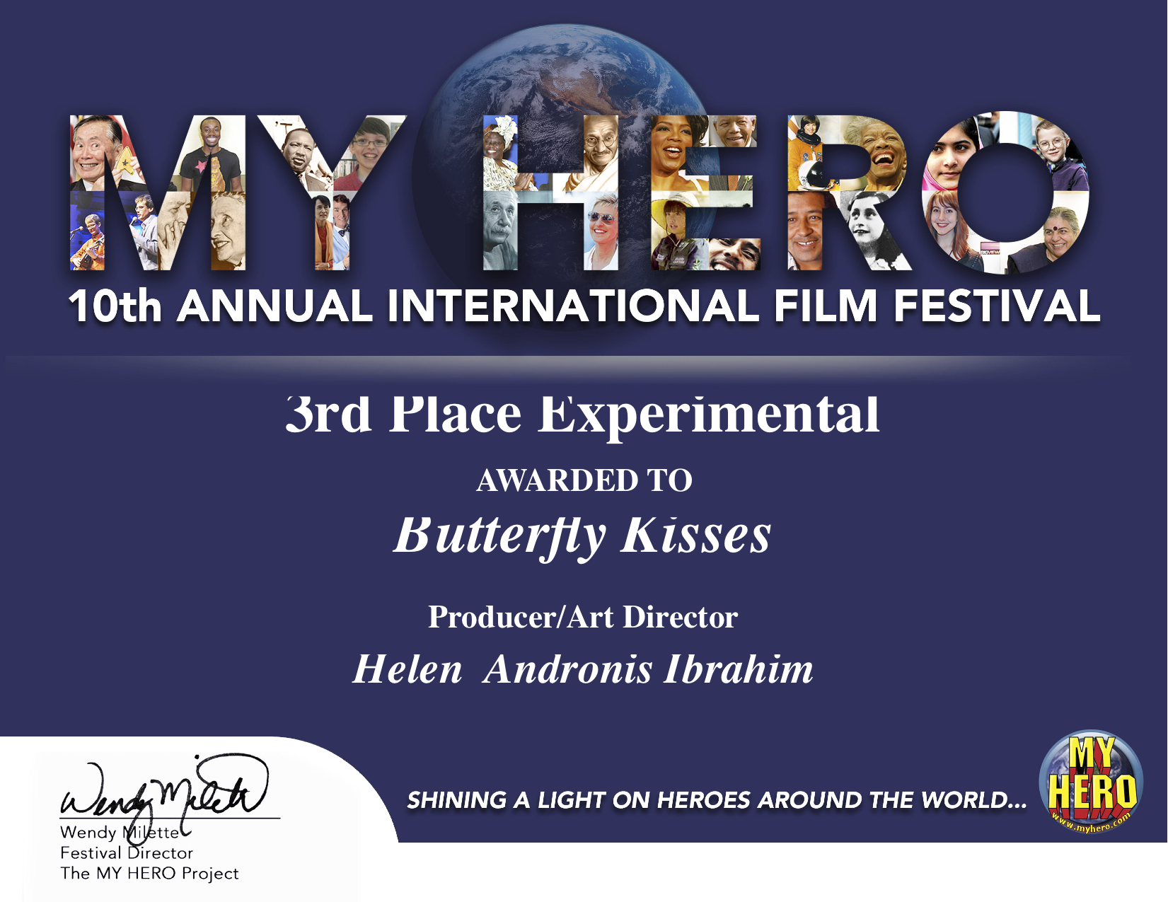 "Butterfly Kisses" Winner of 3rd place MY HERO INTERNATIONAL FILM FESTIVAL. experimental Category Children's book. illustrated by: Eleni... Helen andronis ibrahim written by: Sonita Singh