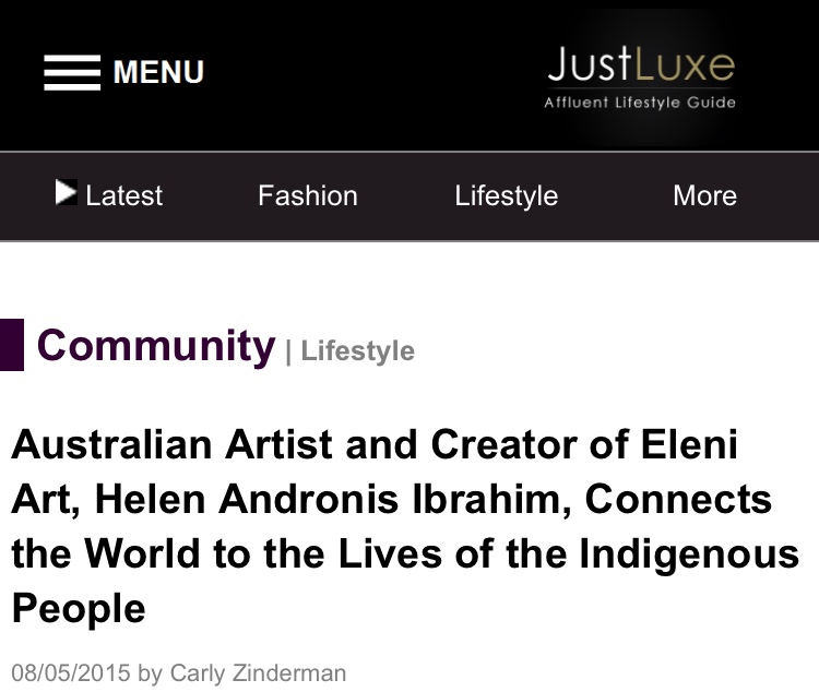Thank you JUSTLUXE and Carly Zinderman for a great Article in Justluxe magazine. Photo's taken by 'See Me" gallery and Maria Orfanos